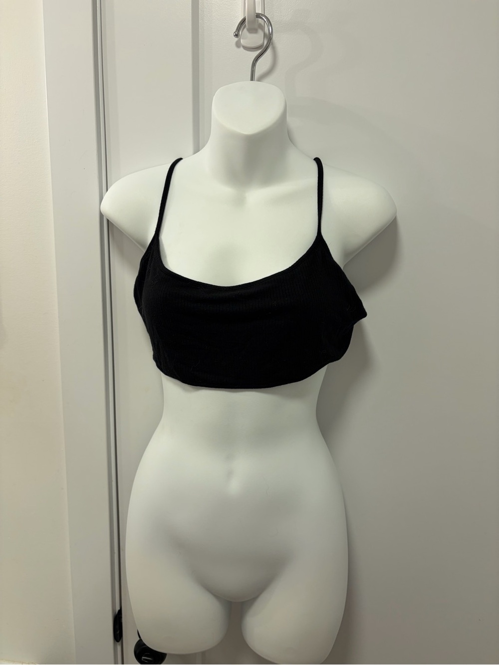 Garage Black Ribbed Spaghetti Strap Bralette